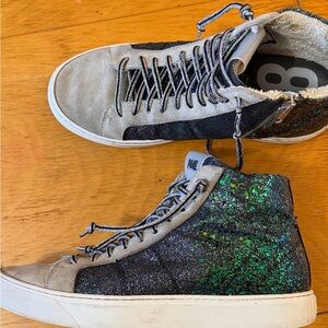 P448 You Can Surf Later Star Glitter High Top Sneaker ⭐️ zipper Made in Italy
